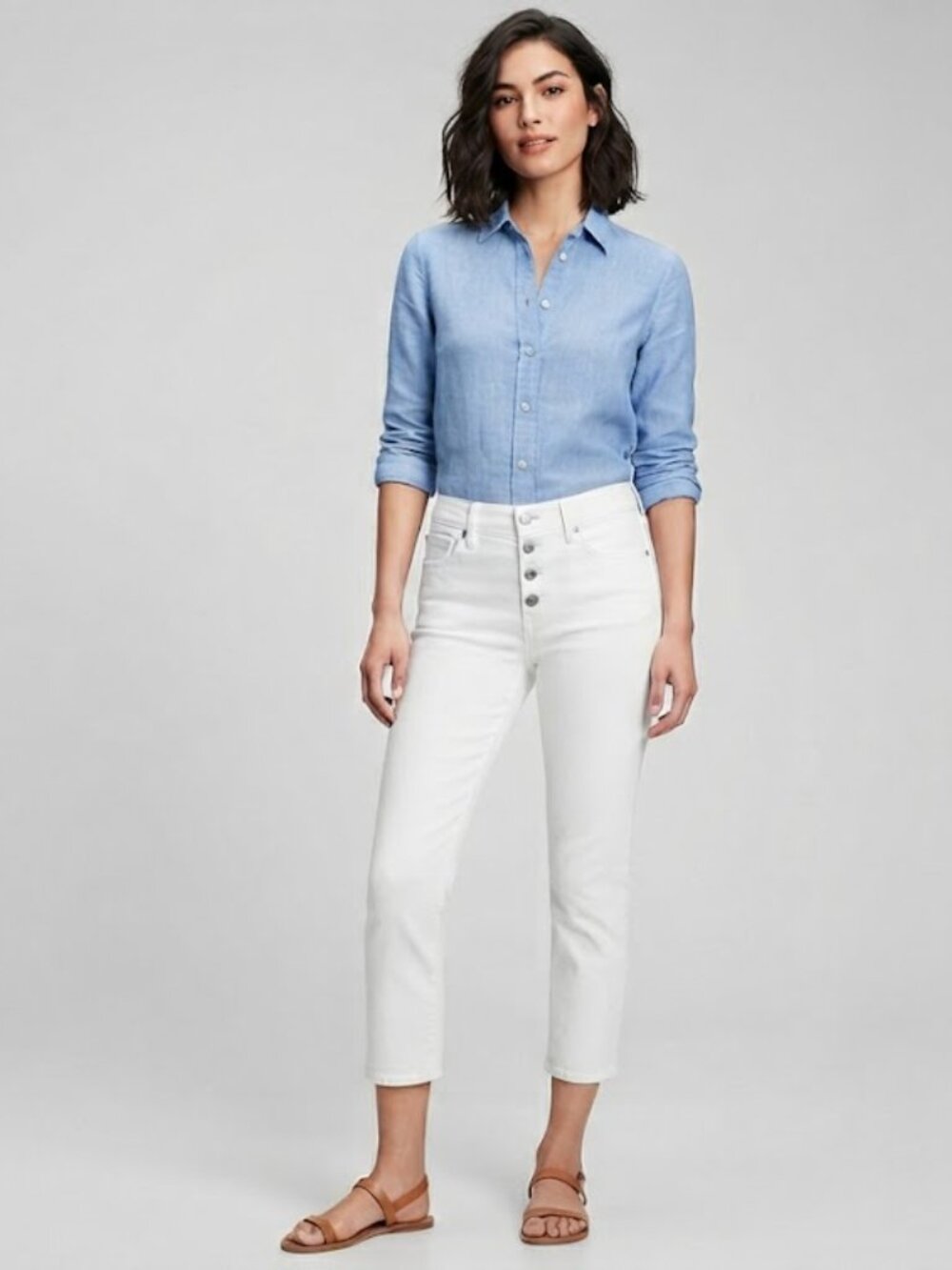 GAP Cropped Capri‎ Ankle Jeans Pants White Denim Sz 2